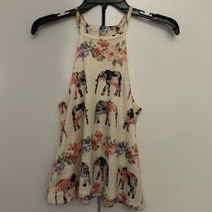 XS Flowy Elephant/Floral Print Top | Never Worn